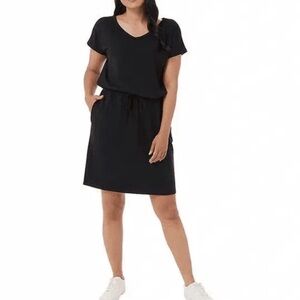 D109 New 32 Degrees Cool L Soft Lux Dress Drawstring Waist Black